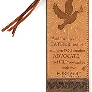 OBIE BLUE Faux Leather Bible Cover- Bundle w/Bookmark and Gel Highlighter. John 14:16, for Men and Woman (Large)