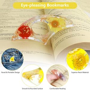 Prasacco 2 Pieces Book Page Holder, Dried Flower Resin Book Holders for Reading Thumb Ring Page Holder Flower Bookmark Reading Accessories for Readers Book Lovers Bookworm Bookmarks