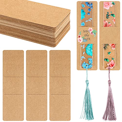 70 Pieces Kraft Bookmark Sleeves 5.9 x 1.8 in Bookmark Holder DIY Resin Bookmarks Blank Display Cards for Bookmark Gift Wrapping, Small Business Packaging Supplies