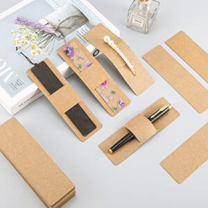 70 Pieces Kraft Bookmark Sleeves 5.9 x 1.8 in Bookmark Holder DIY Resin Bookmarks Blank Display Cards for Bookmark Gift Wrapping, Small Business Packaging Supplies