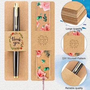 70 Pieces Kraft Bookmark Sleeves 5.9 x 1.8 in Bookmark Holder DIY Resin Bookmarks Blank Display Cards for Bookmark Gift Wrapping, Small Business Packaging Supplies