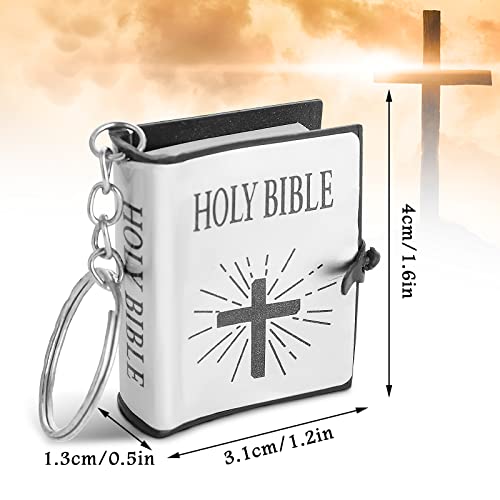 cobee Bible Keychain, 12 Pcs Mini Holy Bible Keychains Religious Jesus Key Chains Small Holy Bible Key Ring Souvenir Christian Present for Baptism, Church, Communion, 1.5 x 1.2 x 0.5 inches