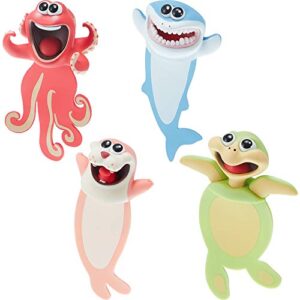 4 Pieces 3D Cartoon Animal Bookmark Funny Animals Reading Bookmark Wacky Bookmark Cute Bookmarks Squashed Ocean Animals Stationery for Teens, Boys and Girls Students