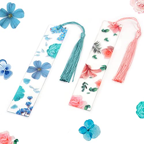 Bookmarks for Women Flower Bookmark Cute Floral Bookmarks Transparent Acrylic Bookmarks with Tassels for Women Teacher Kids Book Lovers (Style 4)