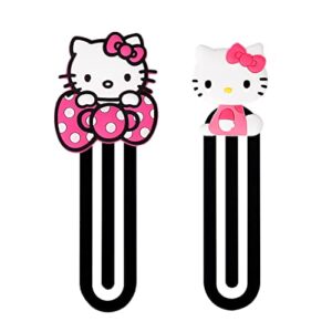 xby 2 pack cat bookmarks for kids 3d non-slip bookmark and page holder unique gift idea anime pvc book marker reading accessories 100th day of school gift,girls,book lovers,students