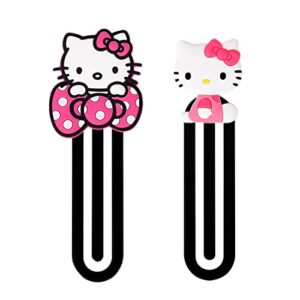 XBY 2 Pack Cat Bookmarks for Kids 3D Non-Slip Bookmark and Page Holder Unique Gift Idea Anime PVC Book Marker Reading Accessories 100th Day of School Gift,Girls,Book Lovers,Students