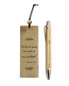 bamboo christian bookmarks for women and men religious christmas gift for church (when she speak)