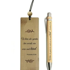 Bamboo Christian Bookmarks for Women and Men Religious Christmas Gift for Church (When she Speak)