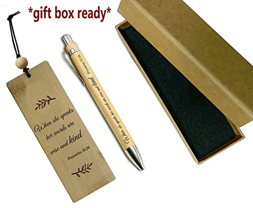 Bamboo Christian Bookmarks for Women and Men Religious Christmas Gift for Church (When she Speak)