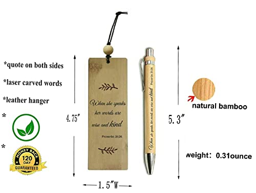 Bamboo Christian Bookmarks for Women and Men Religious Christmas Gift for Church (When she Speak)