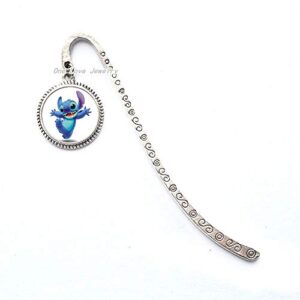 new cartoon handmade fashion jewelry blue stitch bookmark glass dome bookmarker bookmark gifts,tap182