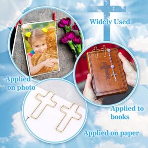 60Pcs Cross Paper Clips Metal Journaling Paper Clamps Bible Study Supplies Gold Paperclips Holder Office Paper Clamps for Document Files Christian Bookmark Coworker Teacher Gifts Bible Accessories