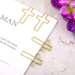 60Pcs Cross Paper Clips Metal Journaling Paper Clamps Bible Study Supplies Gold Paperclips Holder Office Paper Clamps for Document Files Christian Bookmark Coworker Teacher Gifts Bible Accessories