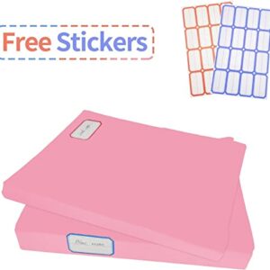 2 Pack Stretchable Book Sleeve Covers, for Paperbacks Hardcover Textbooks up to 9" x 12", Office Supplies with Free Sticker Labels (2 Pack, Pink)