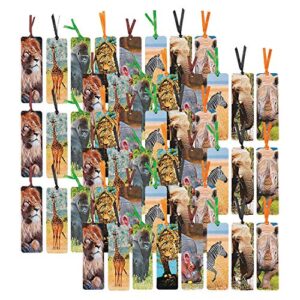 fun express laminated safari animal bookmarks | 48 count | great for school/classroom giveaways, book club tokens, birthday party prizes & favors