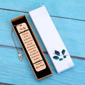 Daughter Gift from Mom Inspirational Bookmark Gifts for Teen Girl 16th 18th 21st Birthday Gift for Kid from Mom Stepmom to My Daughter I Love You Valentines Graduation Christmas Gifts