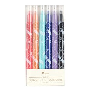 erin condren dual-tip list markers – teacher organization – 6 pack – stamp important notes, highlight student’s answers and check off to-do lists! teaching essentials