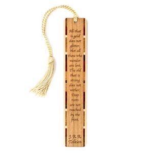 j.r.r. tolkien not all who wander are lost quote, engraved wooden bookmark – also available with personalization – made in usa