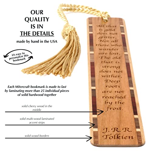 J.R.R. Tolkien Not All Who Wander are Lost Quote, Engraved Wooden Bookmark - Also Available with Personalization - Made in USA