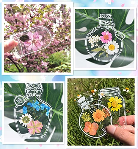 Transparent Dried Flower Bookmarks, Flower Bookmark Maker, Clear Floral Bookmark, Handmade Natural Dried Flower Bookmark, Transparent Floral Page Marker Home School Book Club (30pcs Large+Small)