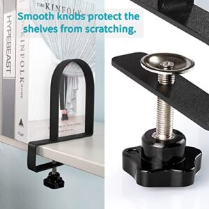 Adjustable Book Ends for Shelves (Metal/Black) Heavy-Duty Clamped Metal Bookends Book Shelf Holders for Home Office, Non-Skid Bookends Stoppers Supports Organizer