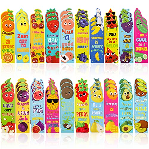 160 Pieces Fruit Scented Bookmarks Scratch and Sniff Bookmarks Assorted Smelly Bookmarks Educational Bookmark for Kids Students Reader, 20 Styles