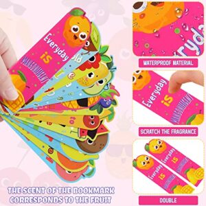 160 Pieces Fruit Scented Bookmarks Scratch and Sniff Bookmarks Assorted Smelly Bookmarks Educational Bookmark for Kids Students Reader, 20 Styles