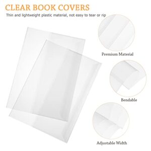 NUOBESTY Transparent Book Covers, PP Book Sleeves Reusable Book Case Waterproof Plastic Book Sleeve Clear Textbook Slipcases for Students Office 5pcs