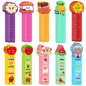 30 pieces scented bookmarks ruler for kids scratch and sniff bookmarks fruit food theme bookmarks assorted scented bookmarks cute bookmarks for teacher prizes book markers students, 10 styles