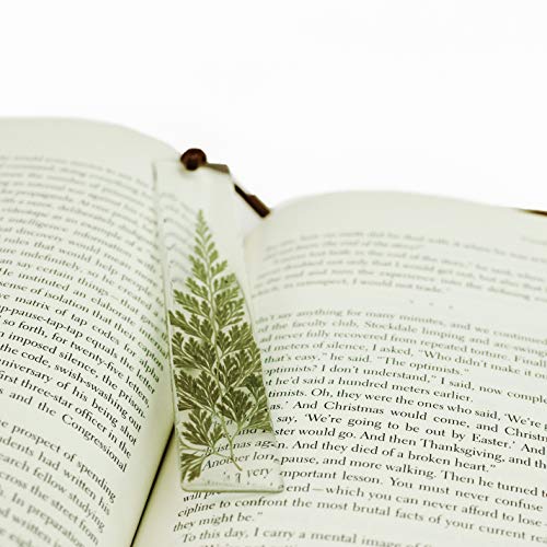 Encased llc Bookmark (Green Fern) Resin Floral | Handmade | Real Dried Flowers Artsy Minimalistic Plant Gifts