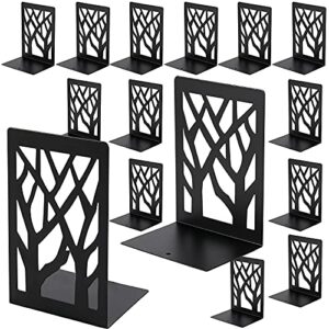 hakzeon 16 pack 8 pairs 4.7 x 3.4 x 7 inches book ends, metal bookends with non-slip pads, black book ends for shelves, decorative bookends supports