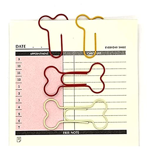 BRRAAVEES Paper Clips Colorful Cute Dog Bone Shape Paper Clips for Bookmark Files Office School Notebook (50 Pcs Dog Bone Shape)