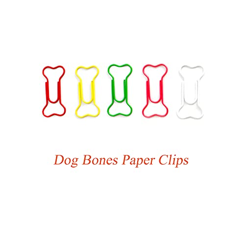 BRRAAVEES Paper Clips Colorful Cute Dog Bone Shape Paper Clips for Bookmark Files Office School Notebook (50 Pcs Dog Bone Shape)