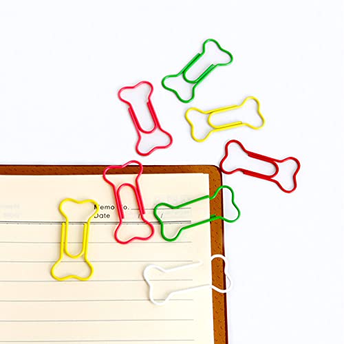 BRRAAVEES Paper Clips Colorful Cute Dog Bone Shape Paper Clips for Bookmark Files Office School Notebook (50 Pcs Dog Bone Shape)