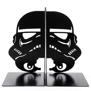 imperial stormtrooper book ends, black metal mask book ends for home shelf decorative, heavy duty bookend stormtrooper book stopper the force bookshelf book stand books support