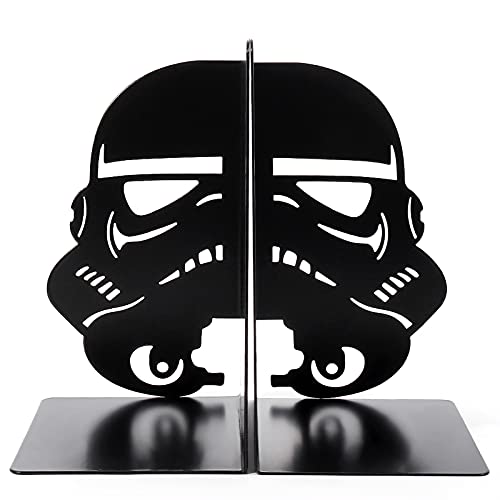Imperial Stormtrooper Book Ends, Black Metal Mask Book Ends for Home Shelf Decorative, Heavy Duty Bookend Stormtrooper Book Stopper The Force Bookshelf Book Stand Books Support