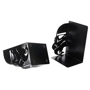 Imperial Stormtrooper Book Ends, Black Metal Mask Book Ends for Home Shelf Decorative, Heavy Duty Bookend Stormtrooper Book Stopper The Force Bookshelf Book Stand Books Support