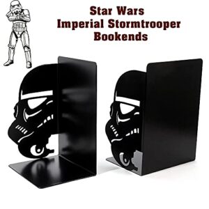 Imperial Stormtrooper Book Ends, Black Metal Mask Book Ends for Home Shelf Decorative, Heavy Duty Bookend Stormtrooper Book Stopper The Force Bookshelf Book Stand Books Support