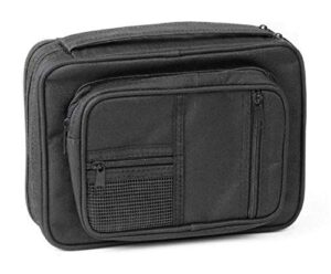 black reinforced canvas bible cover case with handle and stationary, x-large