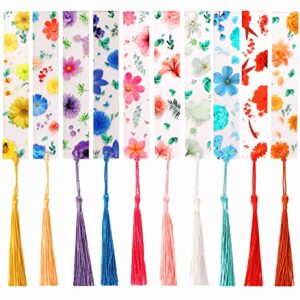 10 pcs flower resin bookmarks clear floral bookmarks cute bookmarks dried flower page marker with tassels for book lovers reader teachers students women