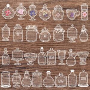 pagow 60pcs transparent dried flower bookmarks stickers craft clear drift bottle page clips handmade diy beautiful glassware decal(6 size)