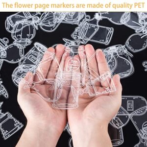 PAGOW 60PCS Transparent Dried Flower Bookmarks Stickers Craft Clear Drift Bottle Page Clips Handmade DIY Beautiful Glassware Decal(6 Size)