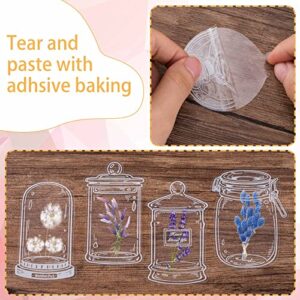 PAGOW 60PCS Transparent Dried Flower Bookmarks Stickers Craft Clear Drift Bottle Page Clips Handmade DIY Beautiful Glassware Decal(6 Size)