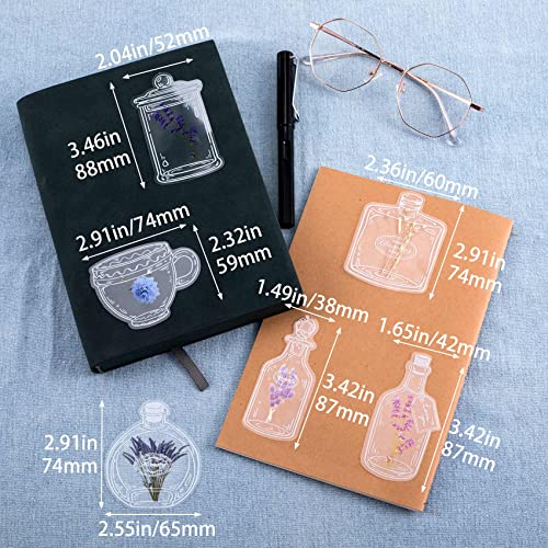 PAGOW 60PCS Transparent Dried Flower Bookmarks Stickers Craft Clear Drift Bottle Page Clips Handmade DIY Beautiful Glassware Decal(6 Size)