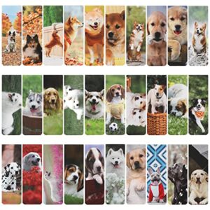 mwoot 30pcs magnetic bookmarks, cute dogs magnet book marks set, double-sided lovely puppy magnetic page clips bookmark in bulk for kids students school office home reading supplies(30 styles,6x2cm)