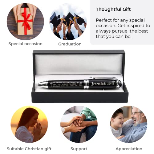 Jeremiah 29:11 Engraved Gift Pen with Presentation Box - Inspirational Christian Living Bible Gifts for Men Women of Faith