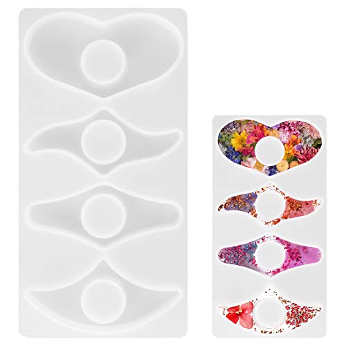 Prasacco Resin Book Page Holder Molds Dried Flower Resin Thumb Book Holder Molds DIY Transparent Bookmark Resin Molds (4 Shapes)