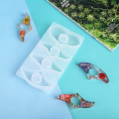 Prasacco Resin Book Page Holder Molds Dried Flower Resin Thumb Book Holder Molds DIY Transparent Bookmark Resin Molds (4 Shapes)