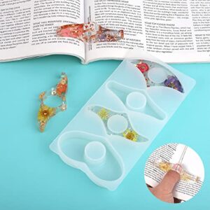 Prasacco Resin Book Page Holder Molds Dried Flower Resin Thumb Book Holder Molds DIY Transparent Bookmark Resin Molds (4 Shapes)