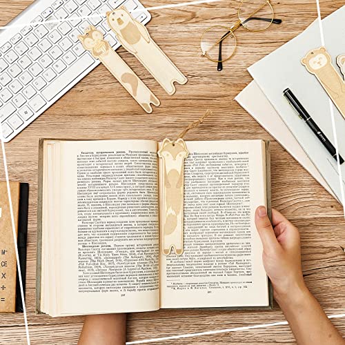 Wooden Bookmarks Animal Engraved Bookmarks for Kids Cute Bookmarks Blanks DIY Wooden Craft Bookmark School Office Supply for Teachers Students Classroom Rewards Supplies